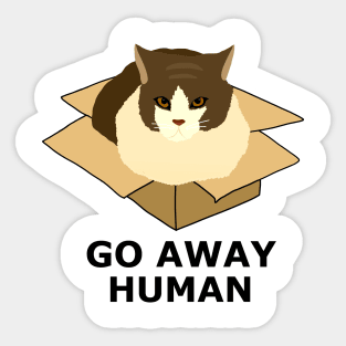 Go Away Human Funny Cat in a Box Sticker